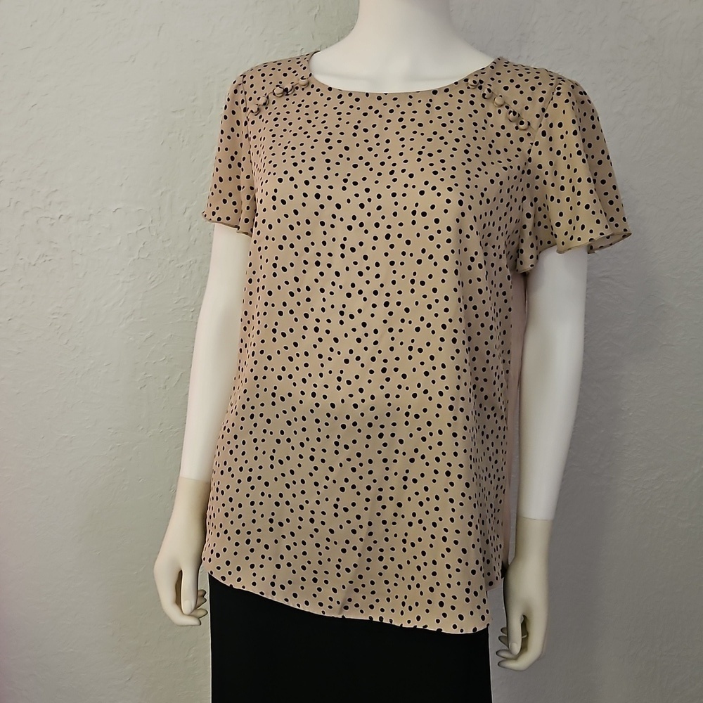 FORTUNE & IVY Tan Polka Dot Blouse - Picture 3 of 8